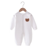 Combinaison Bébé Nouveau-né Manches Longues Ourson avec Fermeture à Boutons