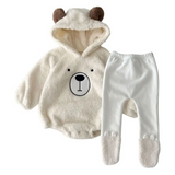 Ensemble Bébé Body à Capuche et Pantalon Ourson