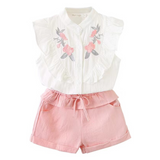 Ensemble Fille Brodé – Style Charmant pour les Filles de 3 à 7 Ans