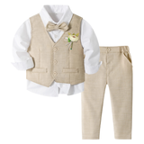 Ensemble Costume Garçon avec Gilet, Pantalon, Chemise et Nœud Papillon – Tenue de Cérémonie
