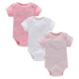 Lot de 3 Bodies Bébé Unis Unisexes à Manches Courtes – 100% Coton Doux