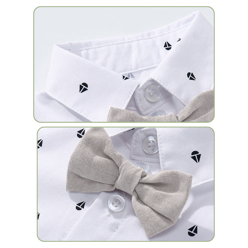 Ensemble Costume Bébé Garçon avec Pantalon à Bretelles, Body Chemise et Béret – Tenue de Cérémonie