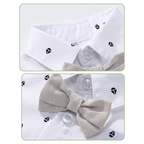 Ensemble Costume Bébé Garçon avec Pantalon à Bretelles, Body Chemise et Béret – Tenue de Cérémonie