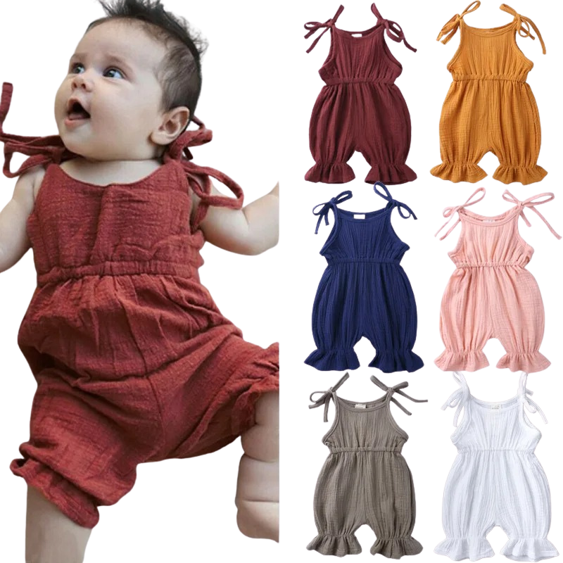 Barboteuse Bébé Fille en Gaze de Coton – Été