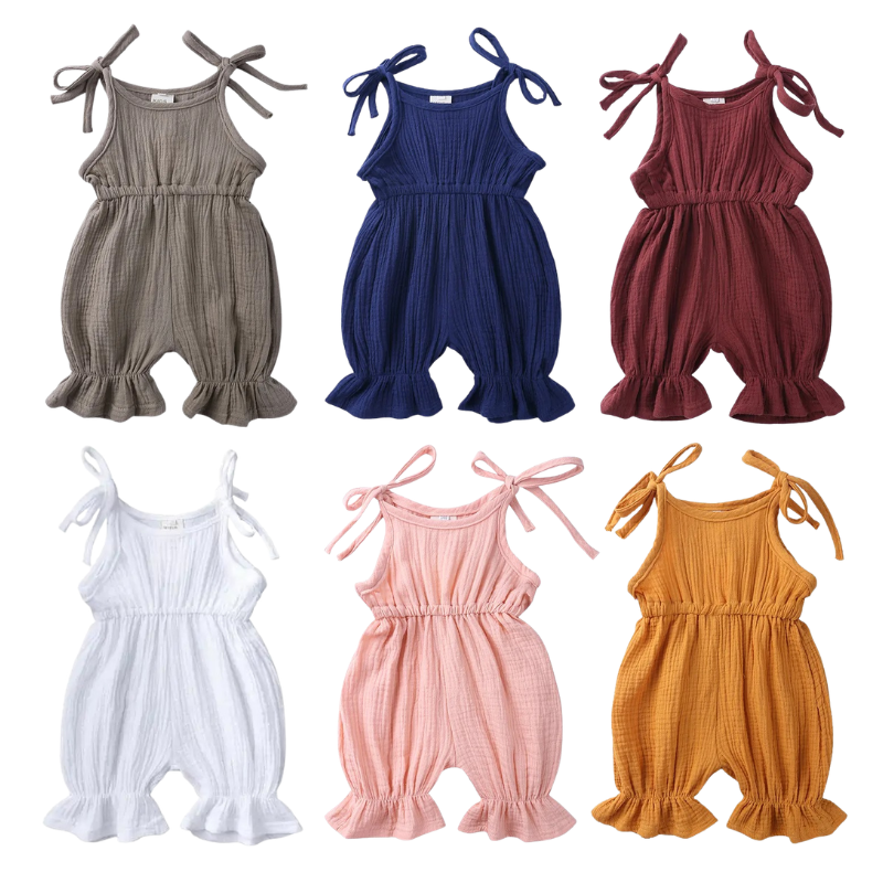 Barboteuse Bébé Fille en Gaze de Coton – Été