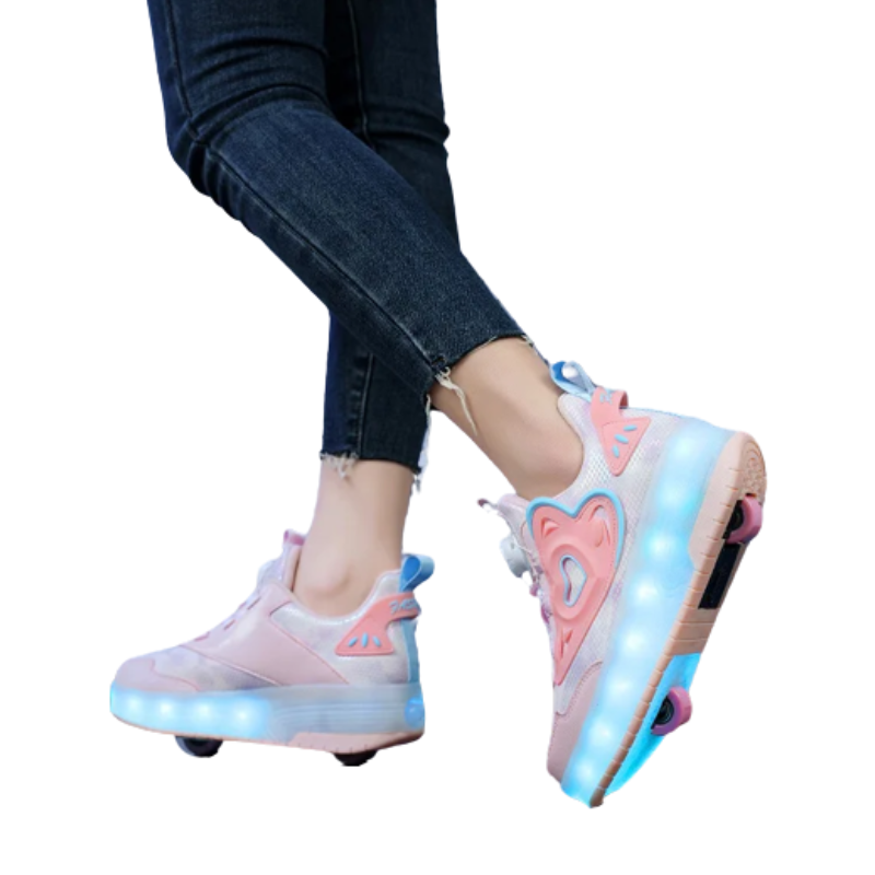 Baskets Enfant Fille à Roulettes avec Lumières LED