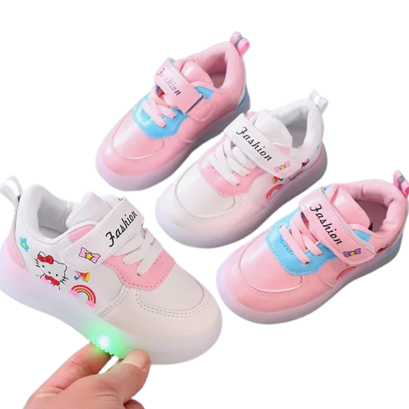 Baskets Enfant Lumineuses à Motifs Chaton