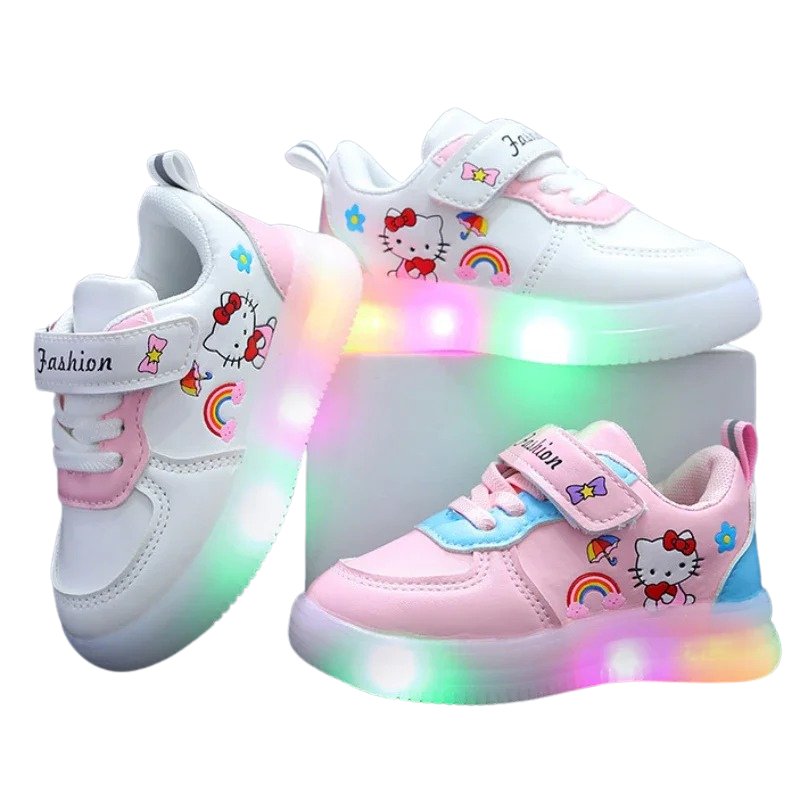 Baskets Enfant Lumineuses à Motifs Chaton