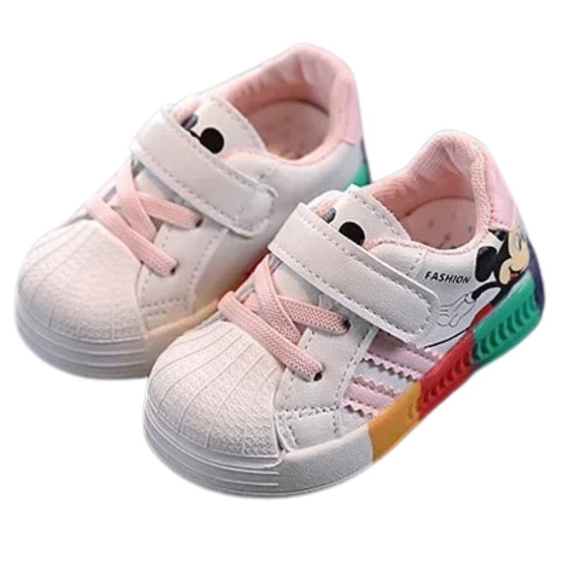 Baskets Enfant Blanches – Souris Cartoon Colorée