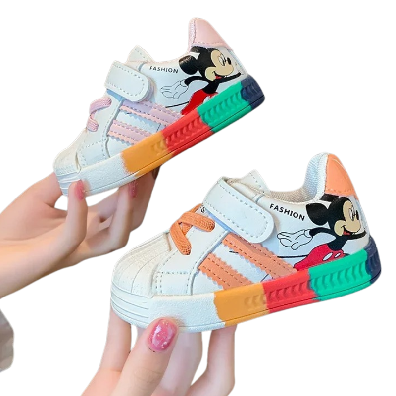 Baskets Enfant Blanches – Souris Cartoon Colorée