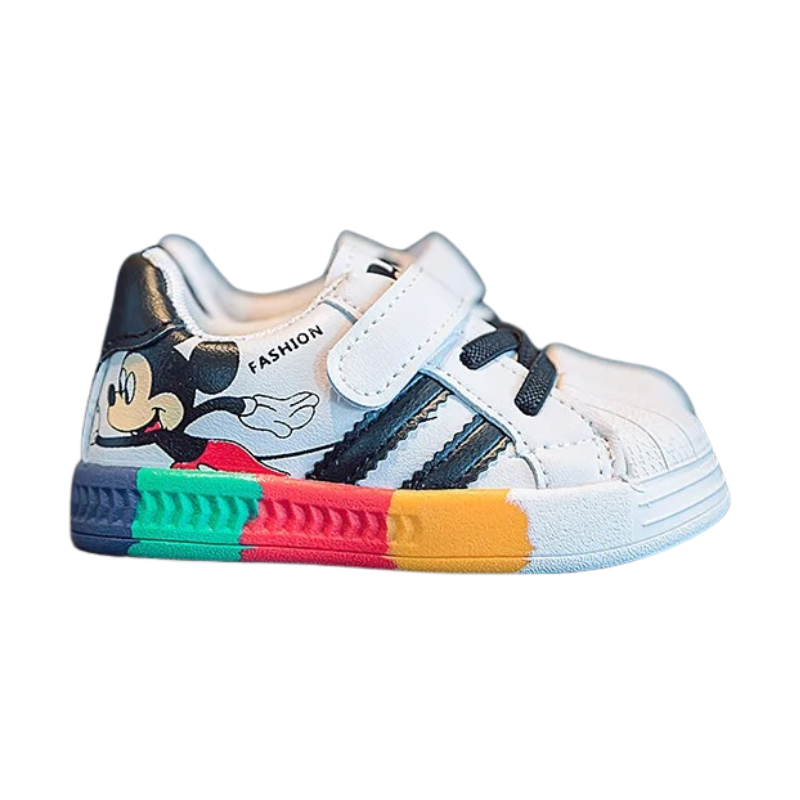 Baskets Enfant Blanches – Souris Cartoon Colorée
