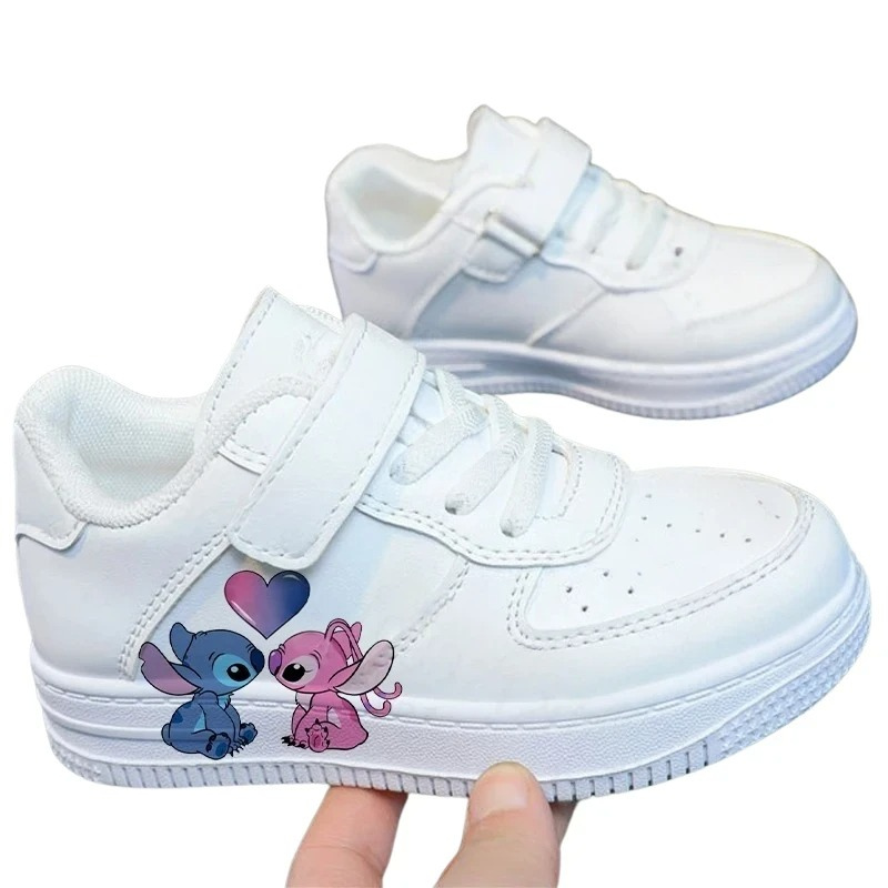 Baskets Enfant Blanches – Petit Monstre Bleu Kawaii