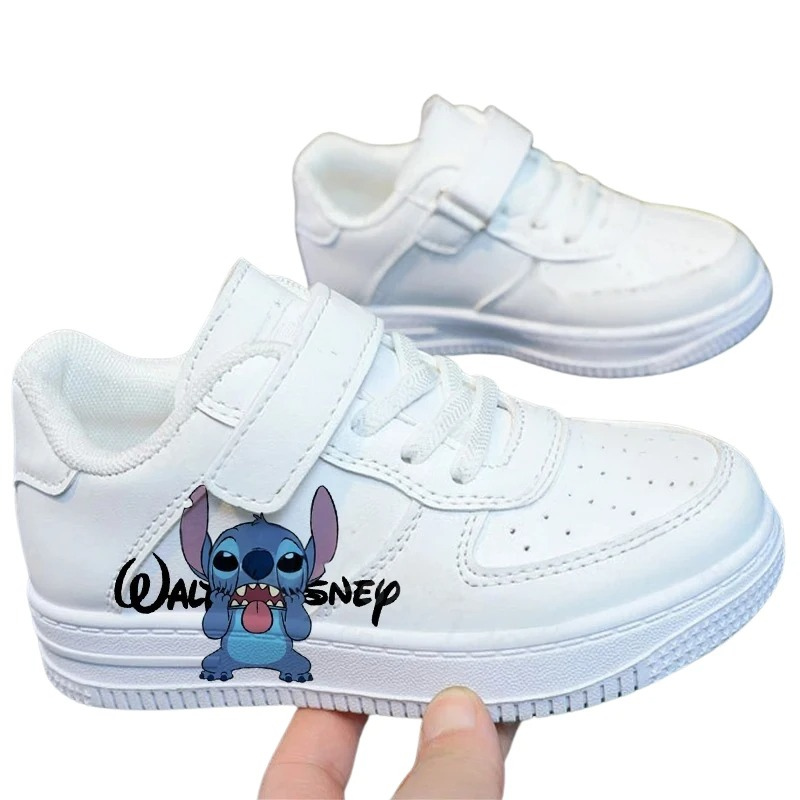 Baskets Enfant Blanches – Petit Monstre Bleu Kawaii