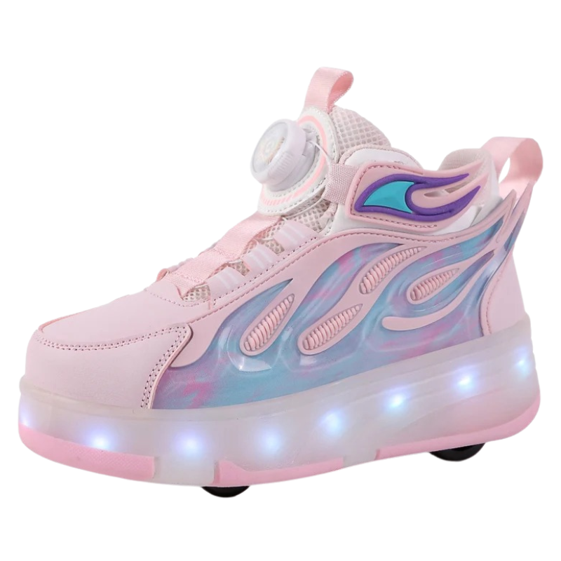 Baskets Enfant à Roulettes avec Lumières LED – Style Fire