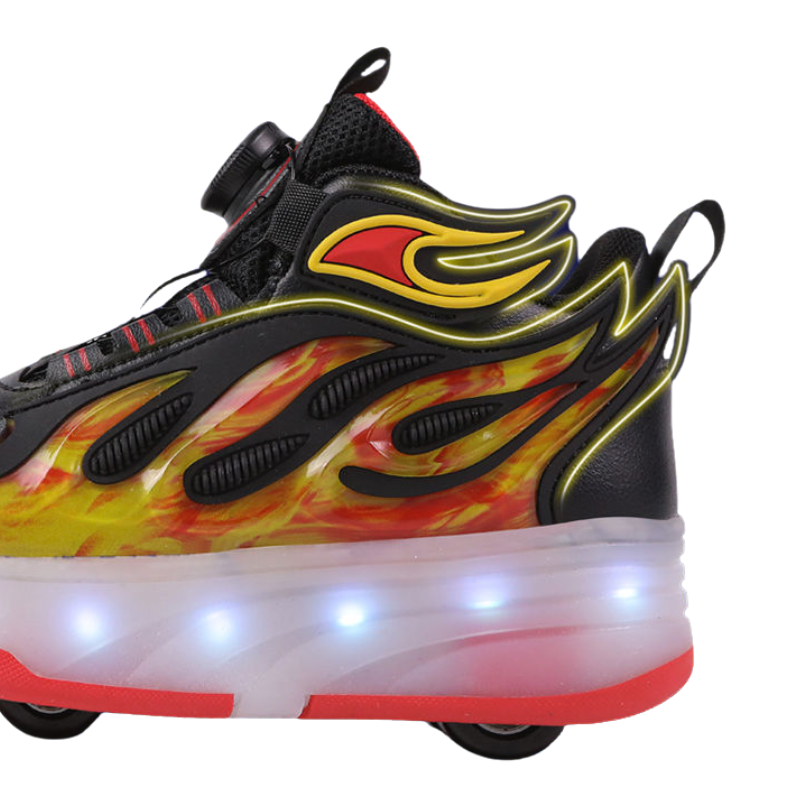 Baskets Enfant à Roulettes avec Lumières LED – Style Fire