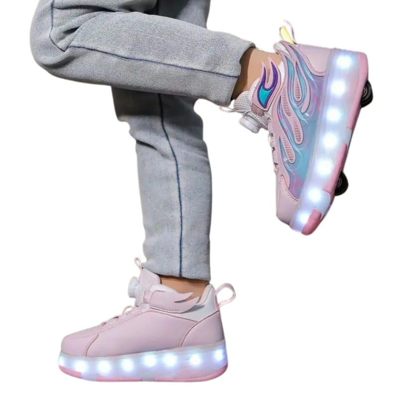 Baskets Enfant à Roulettes avec Lumières LED – Style Fire