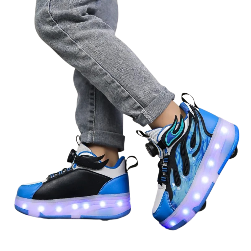 Baskets Enfant à Roulettes avec Lumières LED – Style Fire