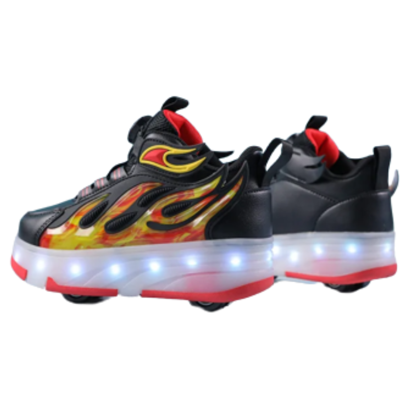Baskets Enfant à Roulettes avec Lumières LED – Style Fire