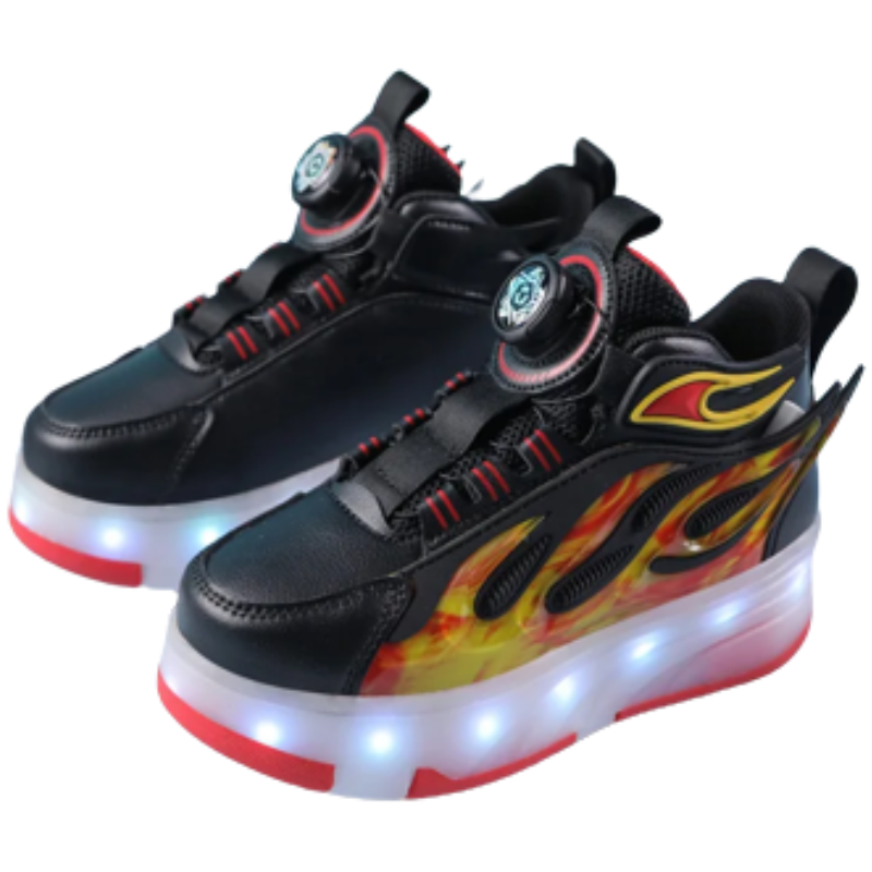 Baskets Enfant à Roulettes avec Lumières LED – Style Fire