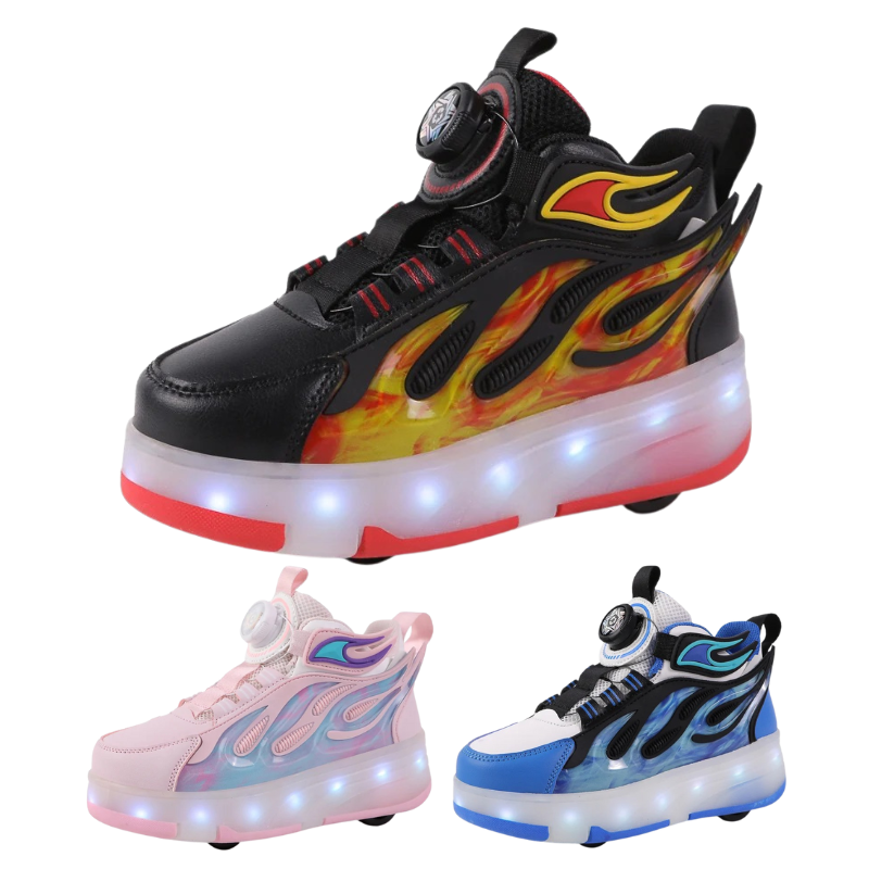 Baskets Enfant à Roulettes avec Lumières LED – Style Fire
