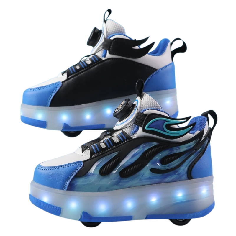Baskets Enfant à Roulettes avec Lumières LED – Style Fire