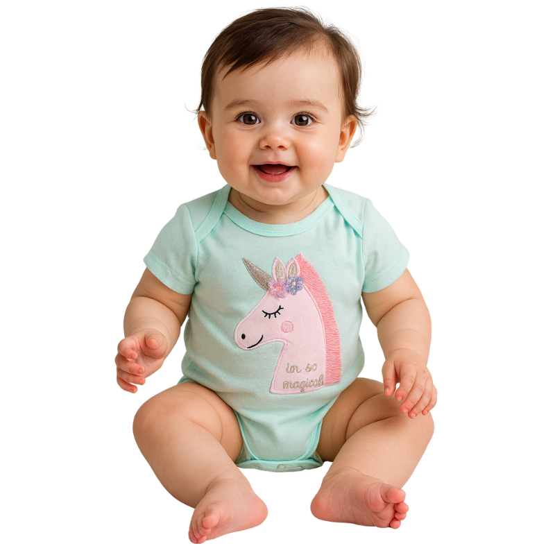 Body Fille à Manches Courtes – Licorne Personnalisée