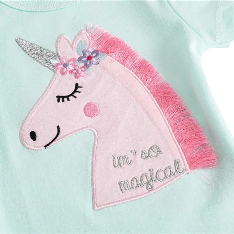 Body Fille à Manches Courtes – Licorne Personnalisée