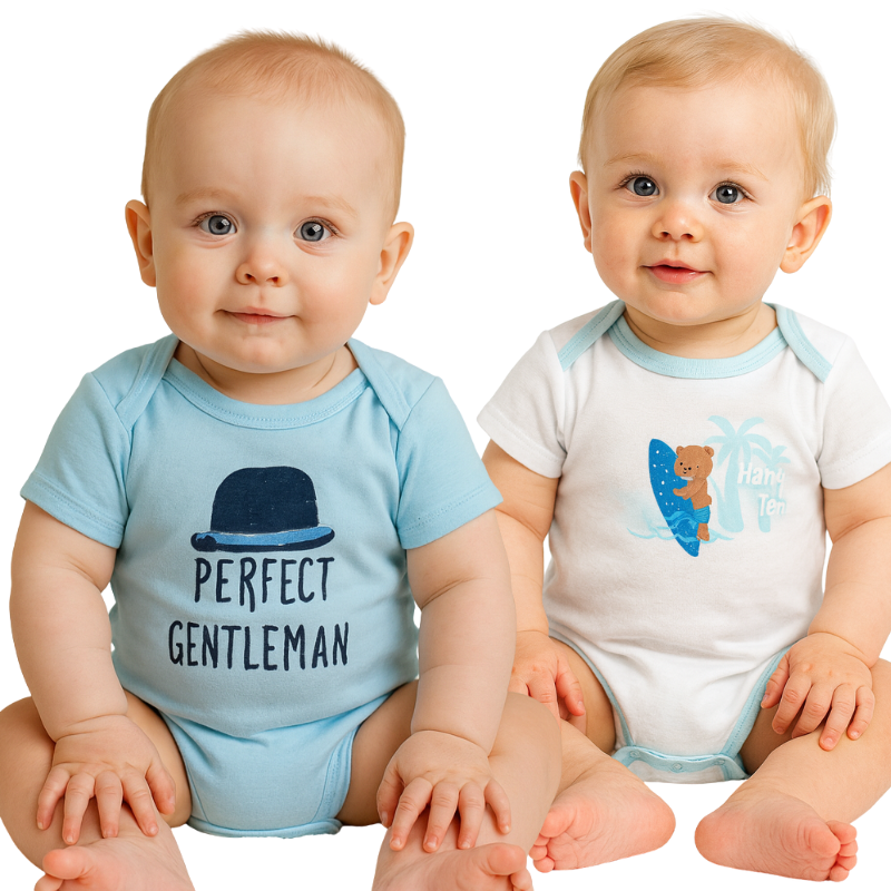 Body Garçon à Manches Courtes – Gentleman et Ourson Personnalisé