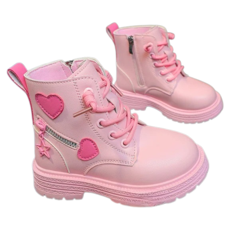 Bottes Enfant avec Fermeture Éclair Latérale et Motif Cœurs