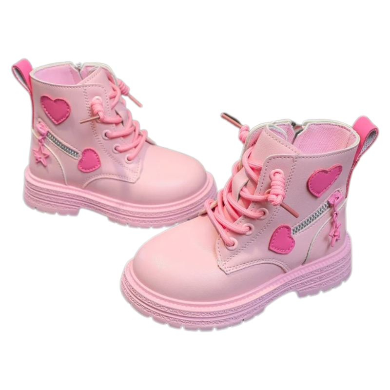 Bottes Enfant avec Fermeture Éclair Latérale et Motif Cœurs