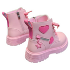 Bottes Enfant avec Fermeture Éclair Latérale et Motif Cœurs
