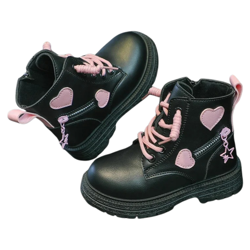 Bottes Enfant avec Fermeture Éclair Latérale et Motif Cœurs
