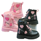 Bottes Enfant avec Fermeture Éclair Latérale et Motif Cœurs