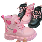 Bottes Enfant avec Fermeture Éclair Latérale et Motif Cœurs