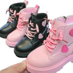 Bottes Enfant avec Fermeture Éclair Latérale et Motif Cœurs