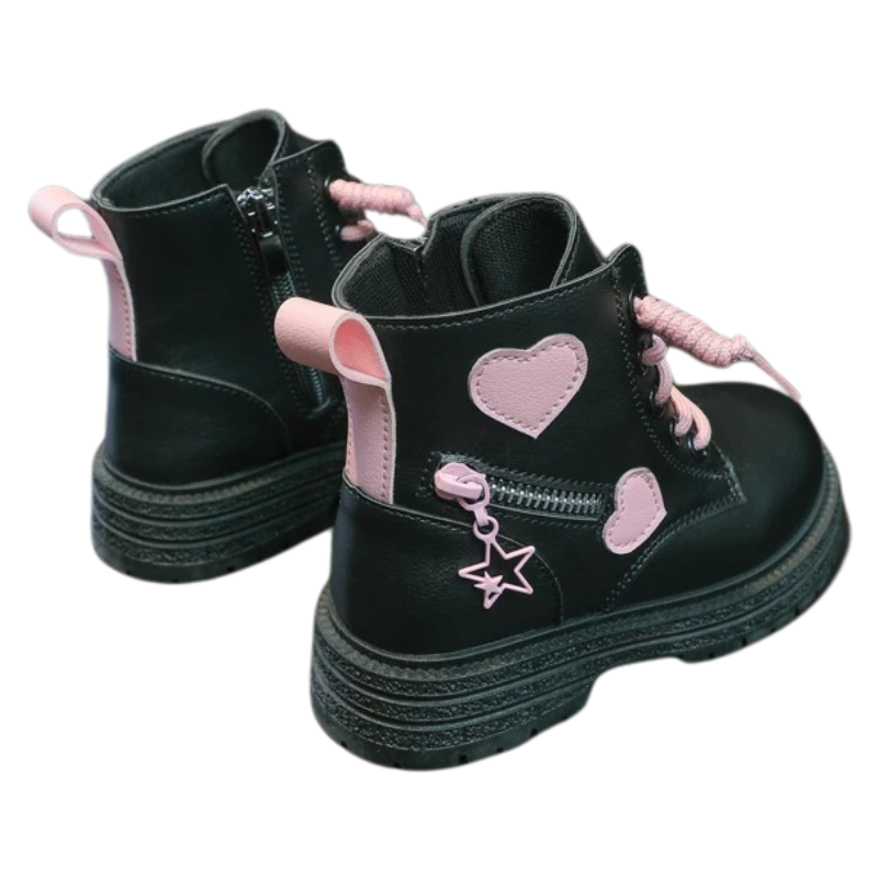 Bottes Enfant avec Fermeture Éclair Latérale et Motif Cœurs