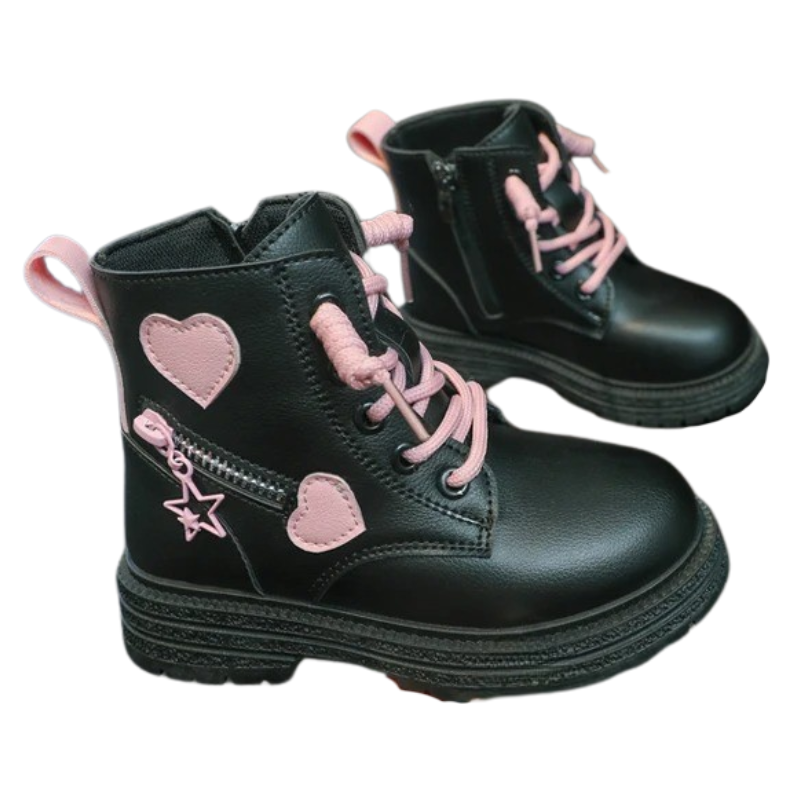 Bottes Enfant avec Fermeture Éclair Latérale et Motif Cœurs