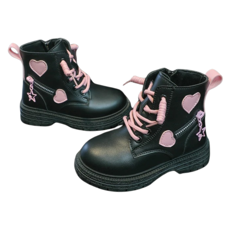 Bottes Enfant avec Fermeture Éclair Latérale et Motif Cœurs