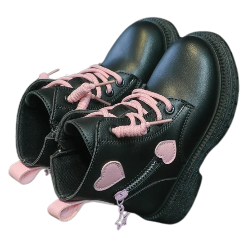 Bottes Enfant avec Fermeture Éclair Latérale et Motif Cœurs