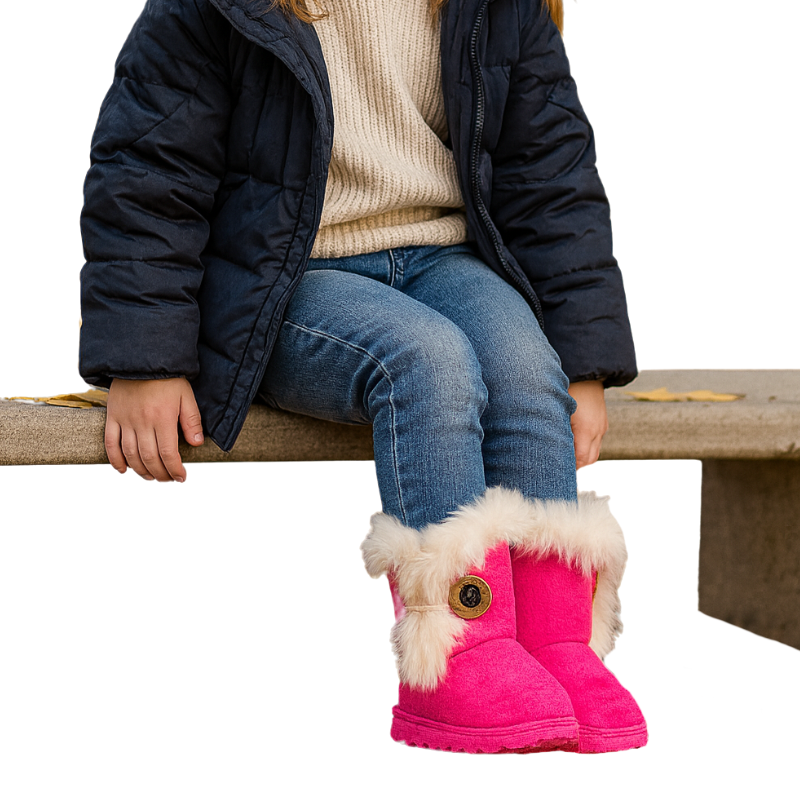 Bottes d’Hiver en Peluche pour Enfants Pantoufles Doublées de Laine