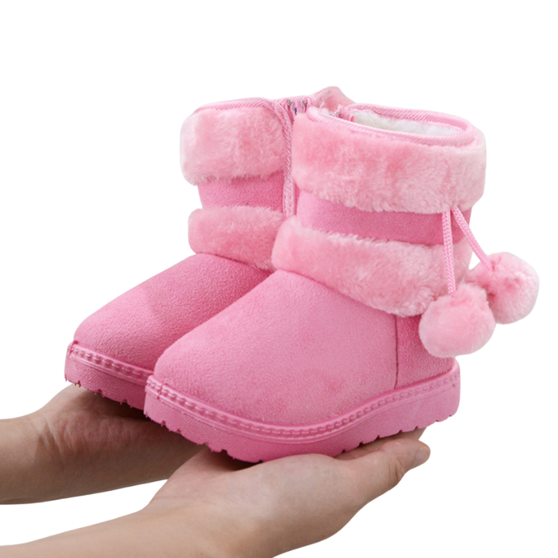 Bottes d’Hiver Enfant – Pompons & Doublure Laine