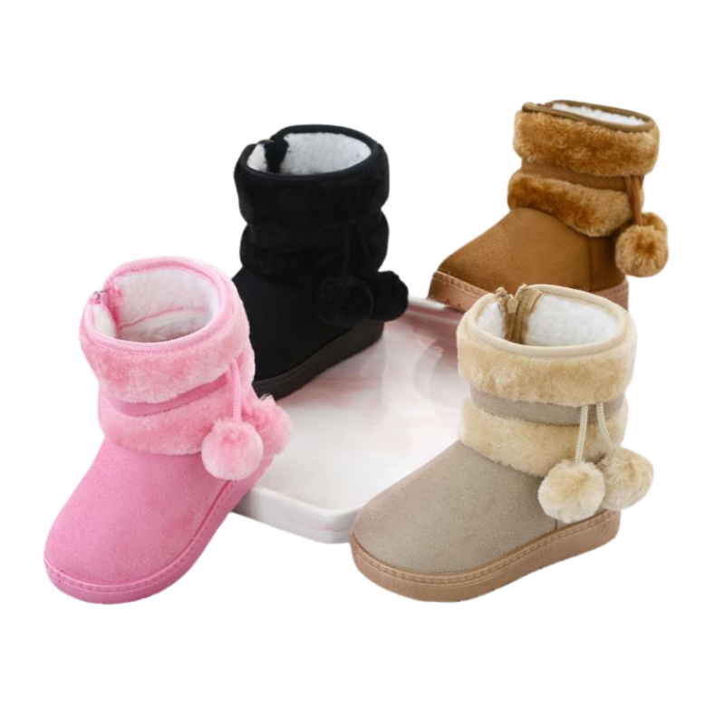 Bottes d’Hiver Enfant – Pompons & Doublure Laine