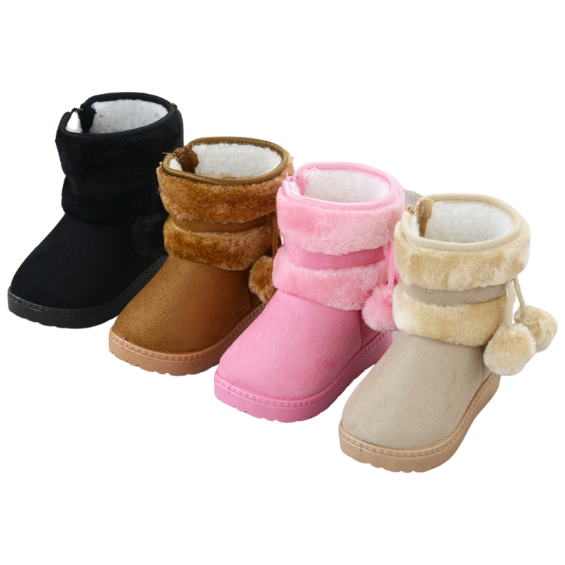 Bottes d’Hiver Enfant – Pompons & Doublure Laine