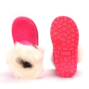 Bottes d’Hiver en Peluche pour Enfants Pantoufles Doublées de Laine
