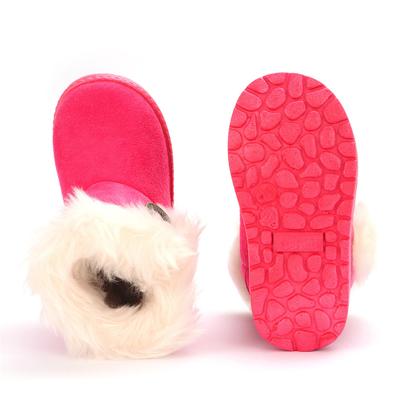 Bottes d’Hiver en Peluche pour Enfants Pantoufles Doublées de Laine