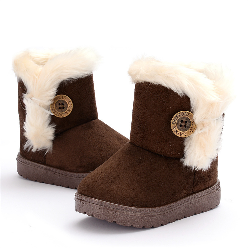 Bottes d’Hiver en Peluche pour Enfants Pantoufles Doublées de Laine