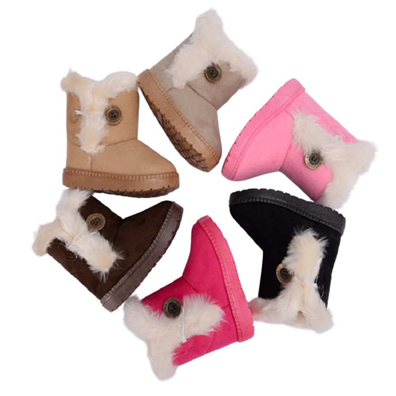 Bottes d’Hiver en Peluche pour Enfants Pantoufles Doublées de Laine