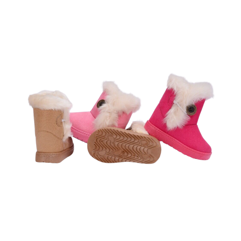 Bottes d’Hiver en Peluche pour Enfants Pantoufles Doublées de Laine