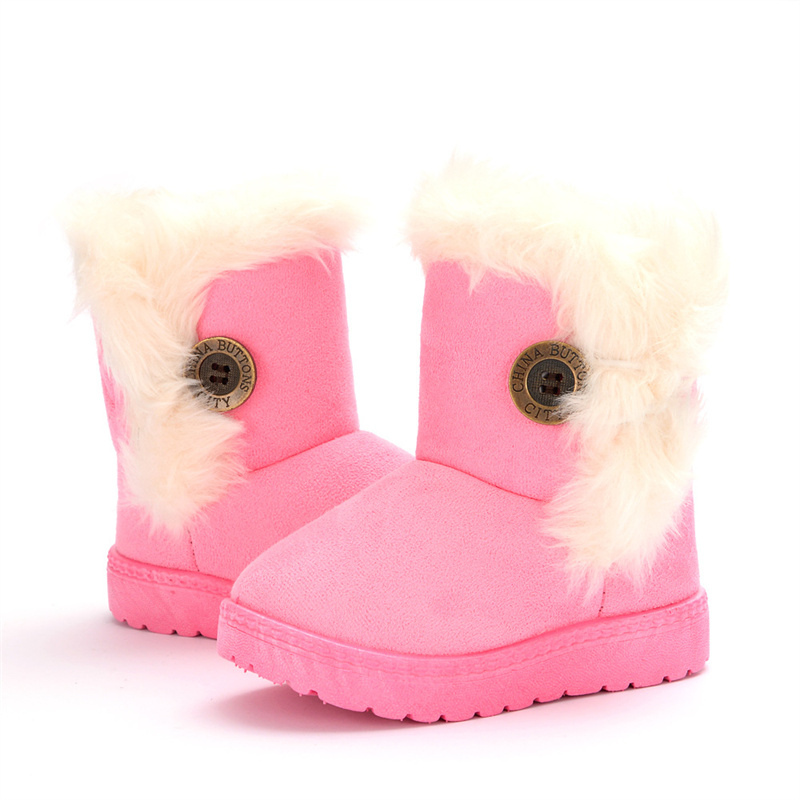 Bottes d’Hiver en Peluche pour Enfants Pantoufles Doublées de Laine