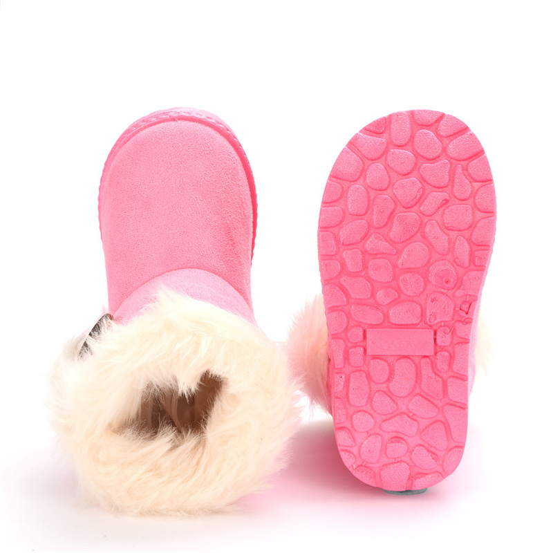 Bottes d’Hiver en Peluche pour Enfants Pantoufles Doublées de Laine